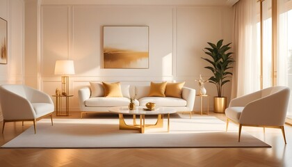 white and gold theme modern interior design