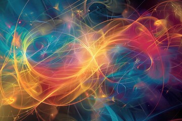 A colorful, swirling pattern of lines