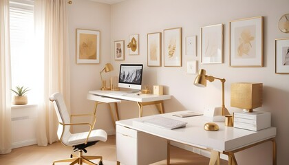 Fototapeta premium white and gold theme modern interior design