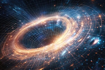 A spiral galaxy with a black hole in the center