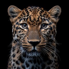 Obraz premium Wild Leopard Portrait, Up-Close Encounter Generative AI