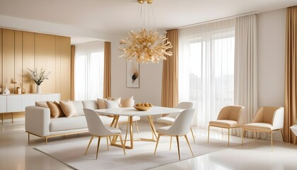 white and gold theme modern interior design