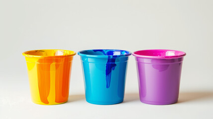 Paint mixing cups for measuring paint ratios isolated on white background