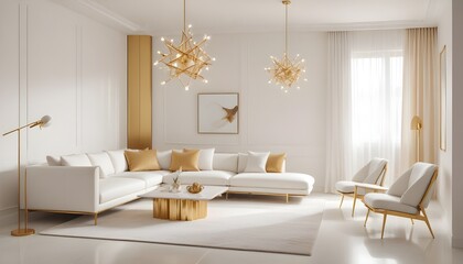 white and gold theme modern interior design
