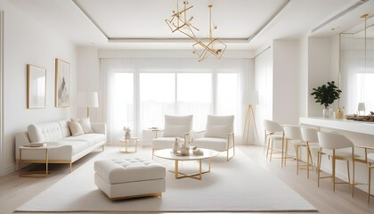 Fototapeta premium white and gold theme modern interior design