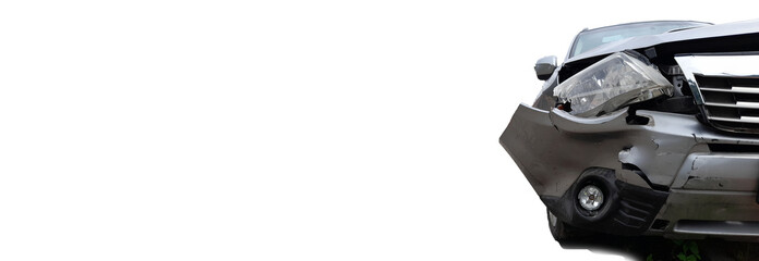 Front End Damage on Car, Copy Space. Web Banner Concept