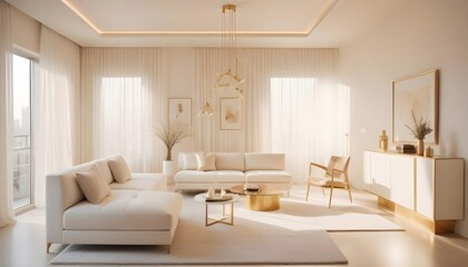 Fototapeta premium white and gold theme modern interior design