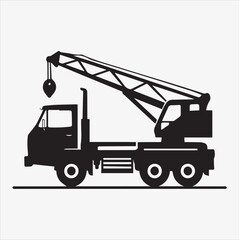 Naklejka premium mobile crane truck silhouette vector illustration on a White Background
