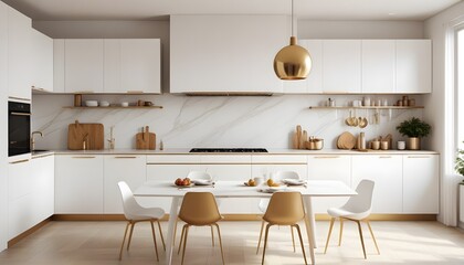 Fototapeta premium white and gold theme modern interior design