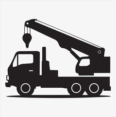mobile crane truck silhouette vector illustration on a White Background