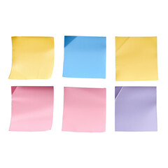 Fototapeta premium Colorful sticky notes arranged in a grid pattern on a light background. Includes pink, yellow, blue, and purple hues.