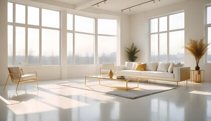 white and gold theme modern interior