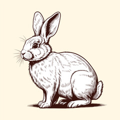 Cute Bunny Engraved Illustration