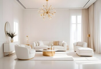 white and gold theme modern interior design