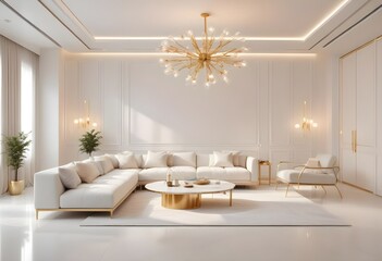 white and gold theme modern interior design