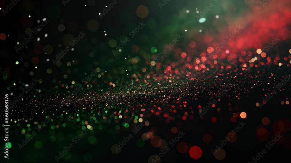 Wall mural red and green festive bokeh lights. soft and colorful bokeh lights in red and green, creating a warm