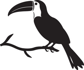 Obraz premium Toucan Silhouette Vector Illustration White Background
