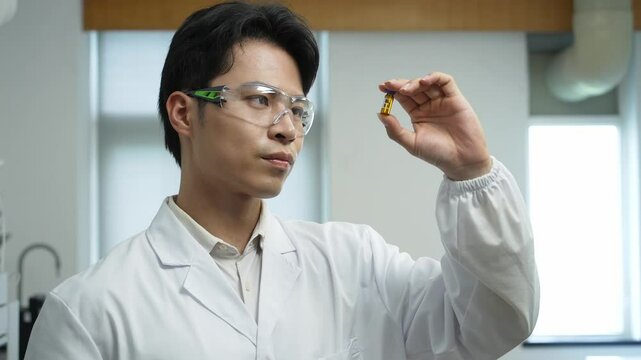 man doctor examing reagent in lab