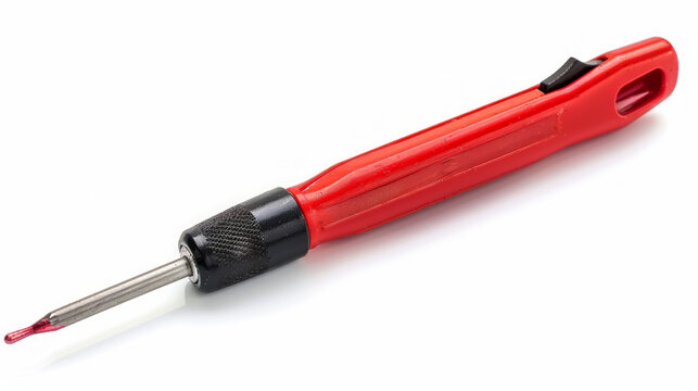 Battery-powered soldering iron for repairing electrical connections isolated on white background