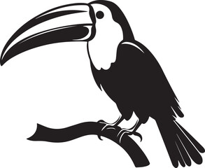 Obraz premium Toucan Silhouette Vector Illustration White Background