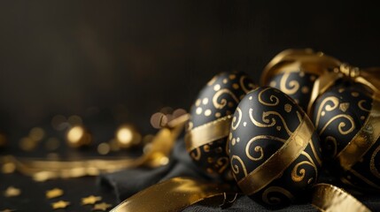 Elegant Easter Decorations on Dark Background Generative AI