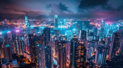 Fototapeta premium Smart city with wireless network and 5g connection technology