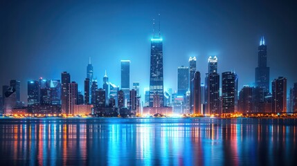 Fototapeta premium Smart city with wireless network and 5g connection technology