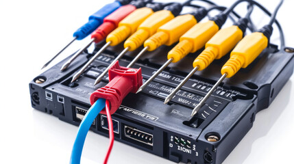 Cable tester for verifying the integrity of ATM cables isolated on white background