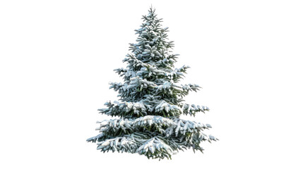 Coniferous tree with snow on a transparent background