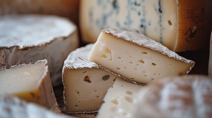 Delicate Beauty of Assorted Cheese Generative AI