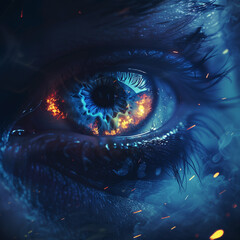 A technological blue eye with urban touches and lights