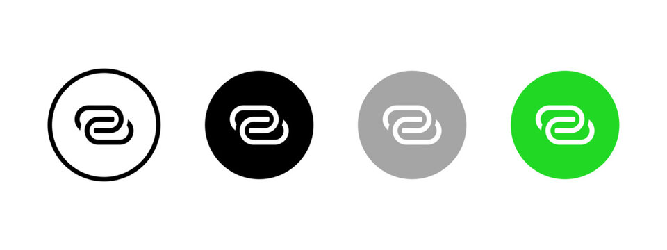 Modem mode icon set. Hotspot status buttons. Share link symbol. Chain vector illustration. Internet sharing indicator. Attach link button.