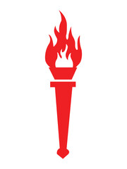 Torch flame vector icon. Torch icon - vector hot flame, power flaming. Torch flame flat style isolated on white background. Antique torch with the fire of Prometheus.  Vector illustration.