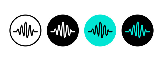 Voice assistant icon set. Voice recognition symbol. Audio wave vector illustration. Sound frequency sign. Noise icon. Sound scanner.