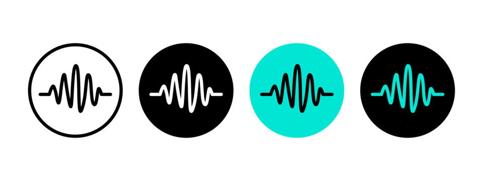 Voice assistant icon set. Voice recognition symbol. Audio wave vector illustration. Sound frequency sign. Noise icon. Sound scanner.