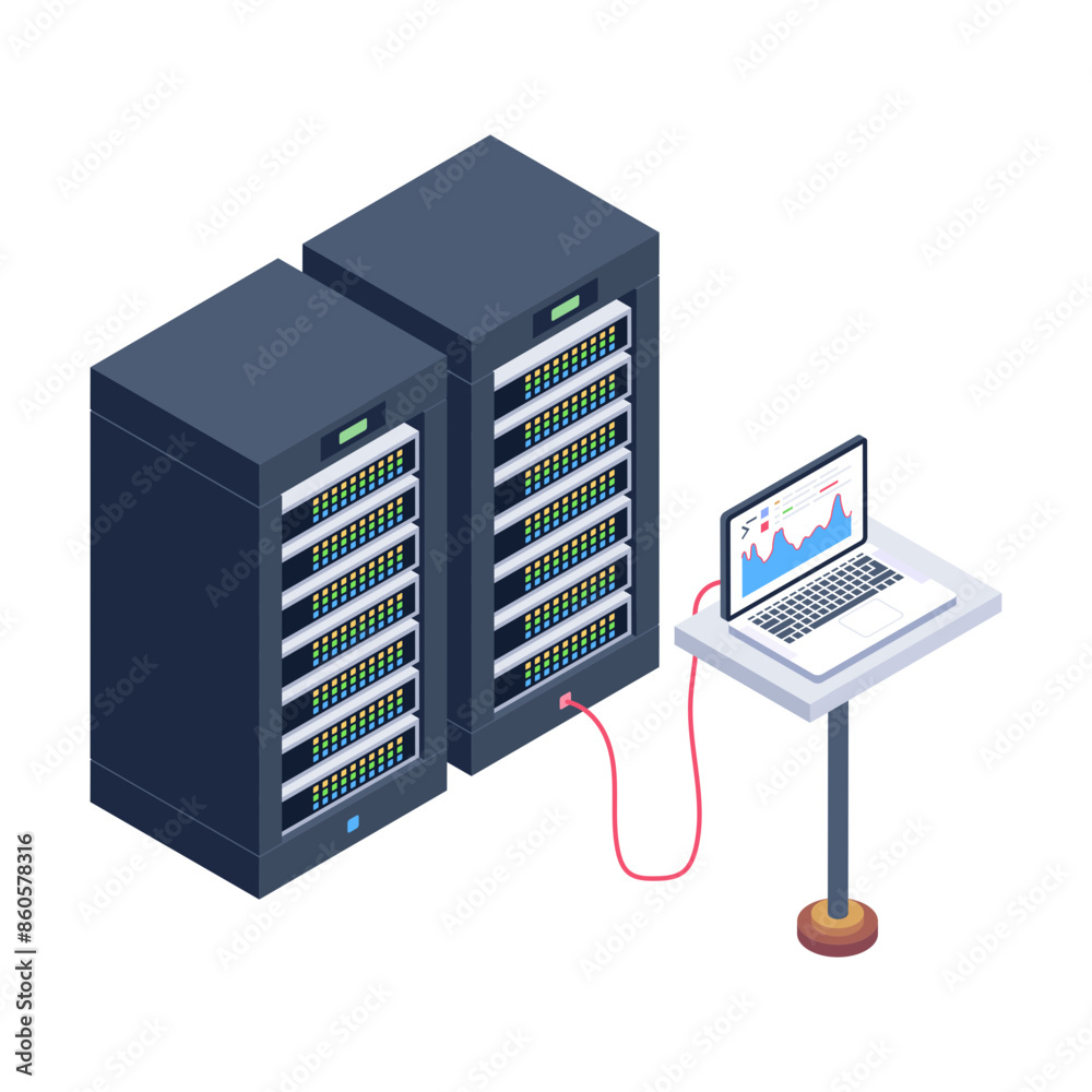 Canvas Prints ready to use isometric icon of server analytics