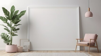 Frame mockup, ISO A paper size, Living room wall poster mockup, Interior mockup with house background, Modern interior design. 3D render