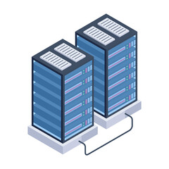 Editable isometric icon of server racks 

