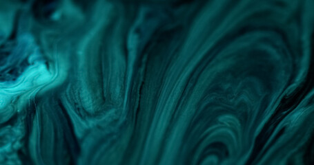 Paint splash. Wet marble. Defocused cyan blue black color glowing gloss texture acrylic fluid spill...