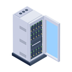 A well-designed isometric icon of server cabinet 

