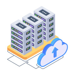 Here’s an isometric icon of server upload 

