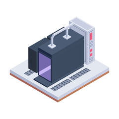 Trendy isometric icon depicting server technology 

