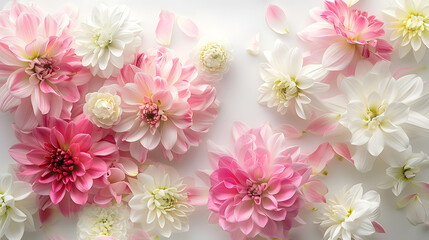 Pink and white flowers border design over the white : Generative AI