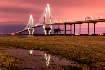 Obraz premium Arthur Ravenal Bridge at twilight, Charleston South Carolina