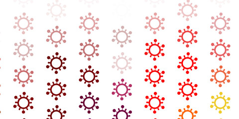 Light Pink, Yellow vector backdrop with virus symbols.