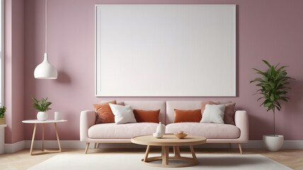 Frame mockup, ISO A paper size, Living room wall poster mockup, Interior mockup with house background, living room, Scandinavian style, 3D render, 3D illustration