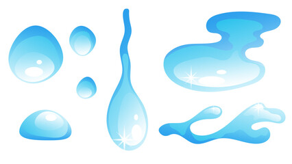 Water drop splash shadow isolated set. Vector graphic design illustration