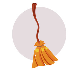Cartoon witch broom isolated concept. Vector graphic design illustration