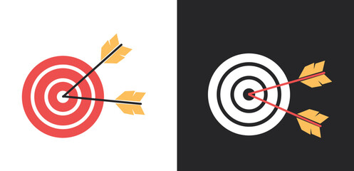 Archery target dart arrow success hit concept. Vector flat graphic design illustration