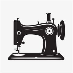 Sewing machine silhouette vector illustration on a White Background